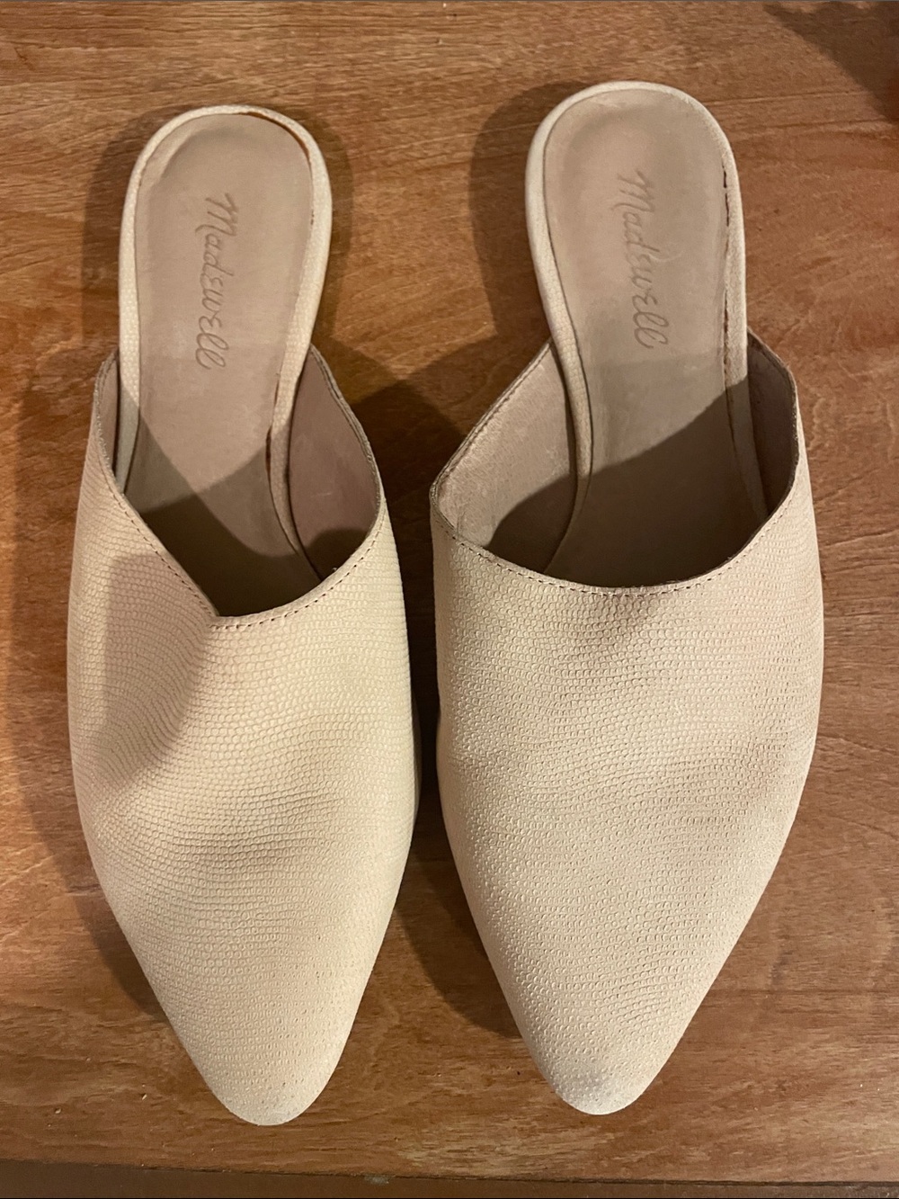 Madewell Cream Pointed Slip-On Mules size 8